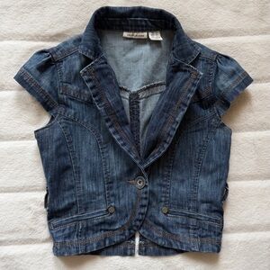 Y2K DKNY Denim Jeans Short Sleeve Botton Front Shirt/Bolero Size Small